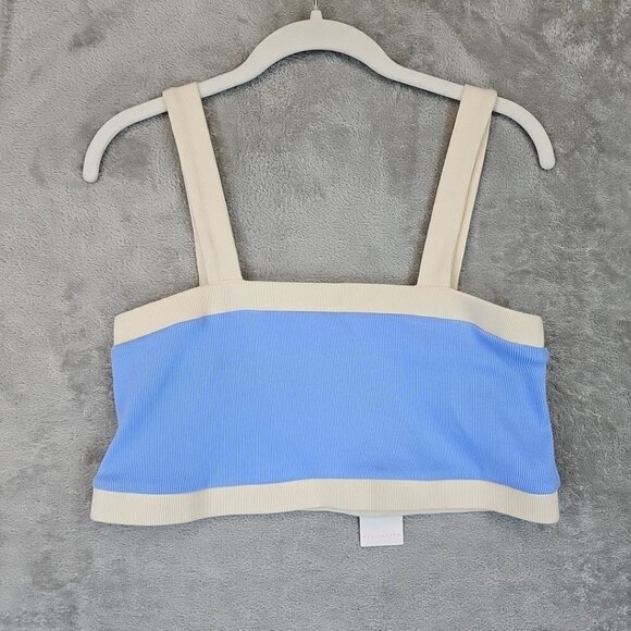 Red Carter Colorblocked Crop Top Womens Size XL Crystal Blue Cotton Stretch - Picture 3 of 11